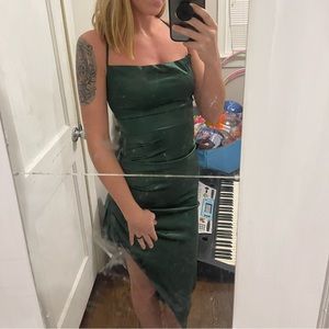 Green midi silk dress